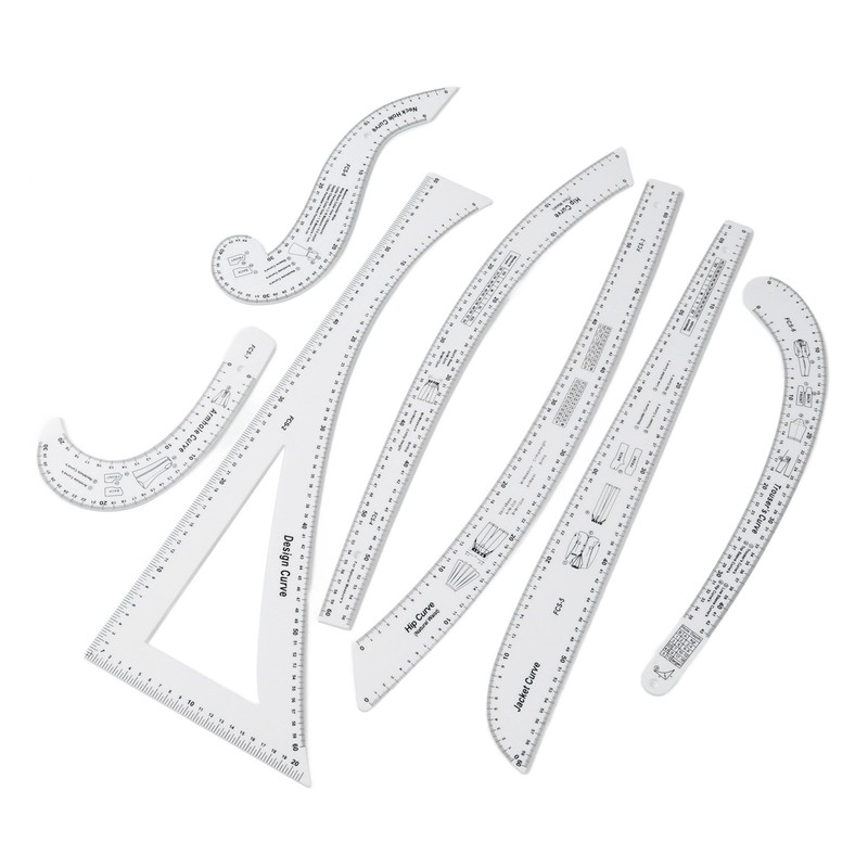 7Pcs Sewing Ruler Tailor Set Clear High Accuracy Scale Fashion