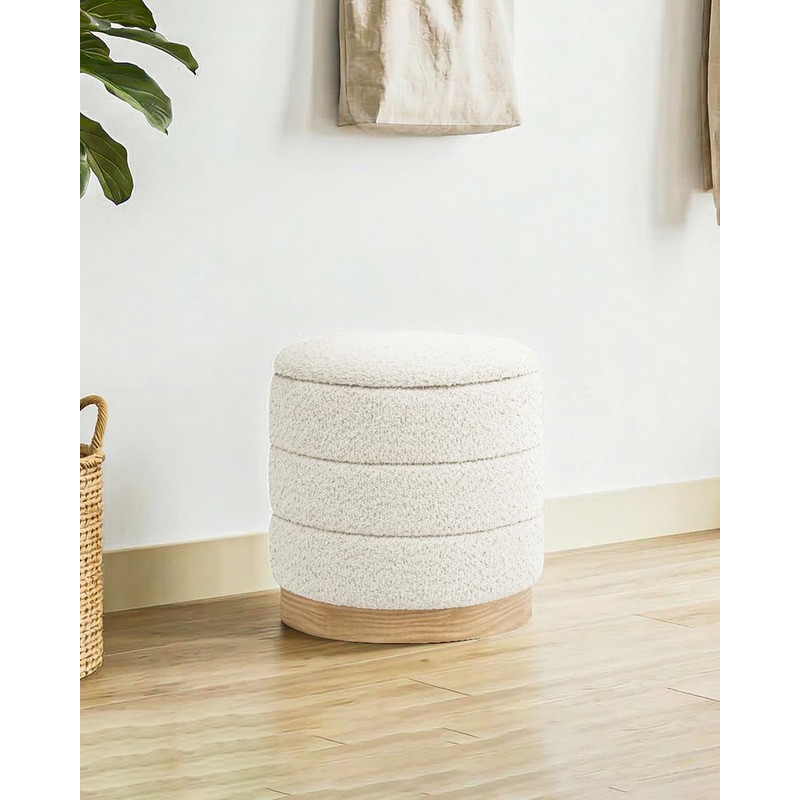 B FSOBEIIALEO Round Storage Ottoman with Tray, Folding Ottoman with