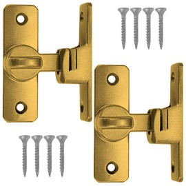 Jiavlyx Pack of 2 Small Sliding Door Lock, 90/180° Sliding Door Lock, Deadbolt Lock, Sliding Door Lock, Security Door Latch, for Bedroom, Bathroom, Window, Sliding Door, Deadbolt Lock (Gold)