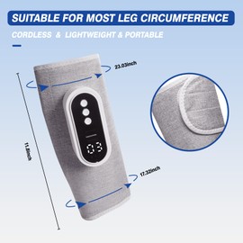 hlpsionlp Air Compression Leg Massager, Cordless Leg Compression Massager for Circulation with 3 Modes, Easy to use, Muscle Relaxation, Gifts (Pair) (Grey)