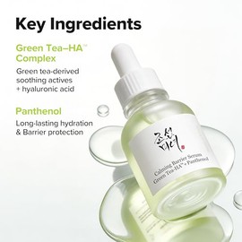 Beauty of Joseon Sérum de barrera calmante Green Tea-HA™ + Pathenol | Cuidado diario coreano de la piel para pieles secas y sensibles, calmante, calmante e hidratación profunda, 1.0 fl oz, 1.01 onzas