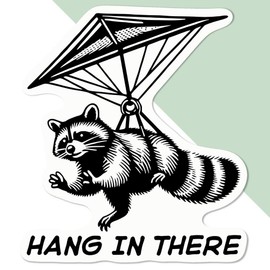 Medium 100mm 'Hang Gliding Raccoon' Permanent Sticker Decal for Cars/Windows/Bins/Walls etc (DW00120577)