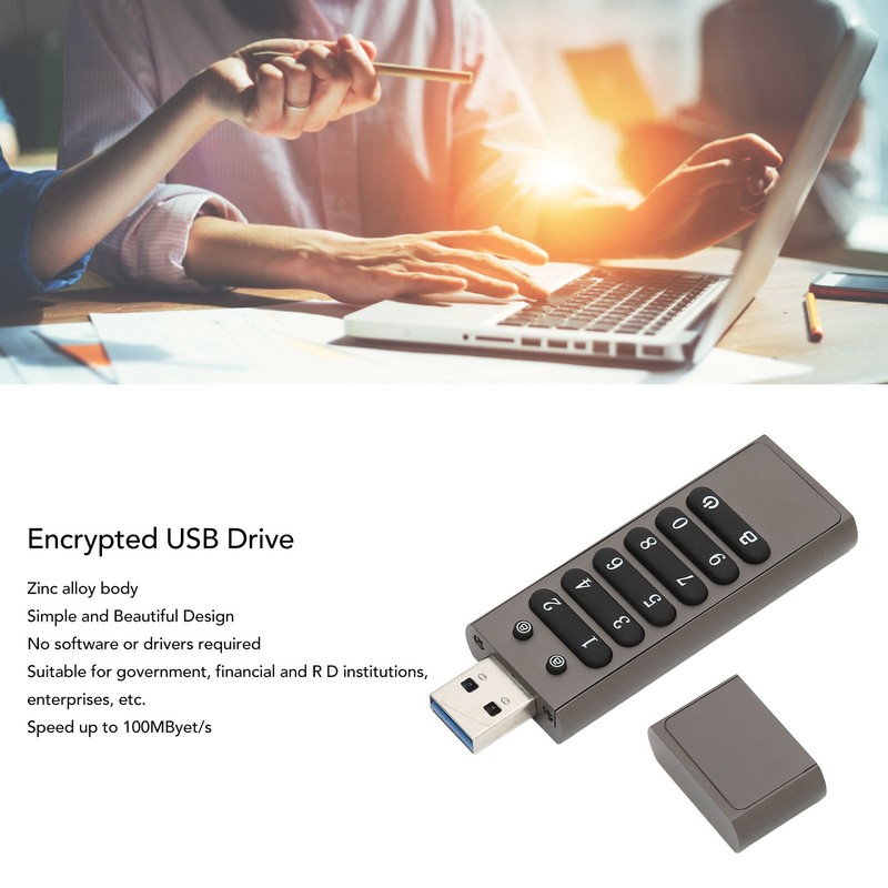 Encrypted USB Drive Secure Encrypted Button USB3.1 100MByet/s High Speed