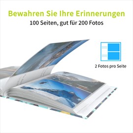 ACROPAQ - Photo Album with Wave Design for 200 Photos - 100 Pages, 200 Sleeves for Photos 10 x 15 cm, with Space for Design and Labelling - Photo Book, Album, Album for DIY