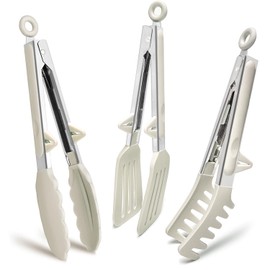 TOWINGO Silicone Tongs Set - 9 Inch Mini Kitchen Utensils