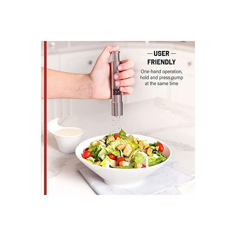 Stainless Steel Glass Body Salt and Pepper Grinder, Thumb press