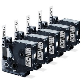 Upwinning 45013 s0720530 Etikettenband 12mm x 7m Kompatibel mit Dymo Etikettenband D1 12mm x 7m schwarz auf weiß Kompatibel für dymo LabelManager 160 210D 280 360D 420P 640, 5x