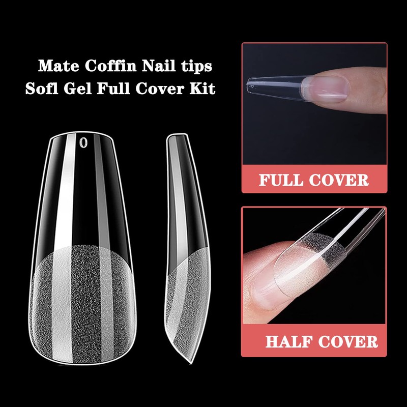 Ballerina Nail Tips, MAGIC ARMOR Pack of 120 Artificial Nails