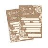 50 Fill In Invitations Burlap and Lace Kraft Wedding Invitations