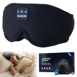 SunoFi Sleep Headphones Bluetooth 5.4, 3D Sleep Mask with Ultra-Thin HD Stereo Speakers, Wireless Music Eye Mask Headphones for Side Sleepers, Travel, Relaxation