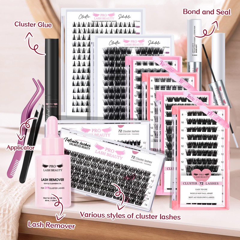 PRO Lash Clusters, 72 Pcs Individual Cluster Lashes 3D Effect