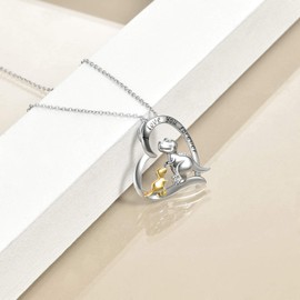 YAFEINI Dinosaur Necklace Sterling Silver I Love You Forever Heart Necklace for Women,Mother and Daughter Dinosaur Pendant Necklace Chain Mum Birthday Jewellery Gifts For Women Girls