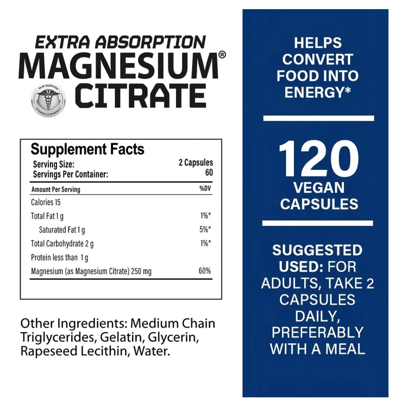 Citrato De Magnesio Extra Absorción Magnesium Citrate® Sabor Sin sabor
