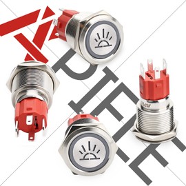APIELE Interior Lights Switch, ON Off SPST Rocker Toggle Switch Stainless Steel 10A 12V 24VDC Pre-Wired 19MM 0.74" Install Sizefor Car Boat Truck (Interior Lights)