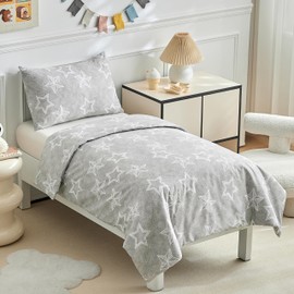 JHCHMX Toddler Duvet Cover and Pillowcase Set,Star Toddler Cot Bed Duvet Cover Set, Reversible Toddler Bedding Set For Boys Girls-Star,120 X 150 cm