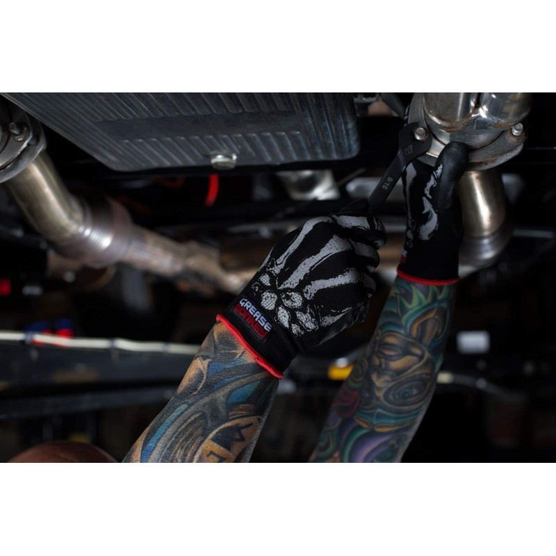 Grease Monkey Bone Series Foam Nitrile Mechanic Gloves with Grip