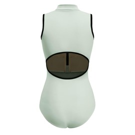 Womens Turtle Neck Sleeveless Ballet Leotard with Neckline Zipper & Open Back for Gymnastics, C27-Green,M