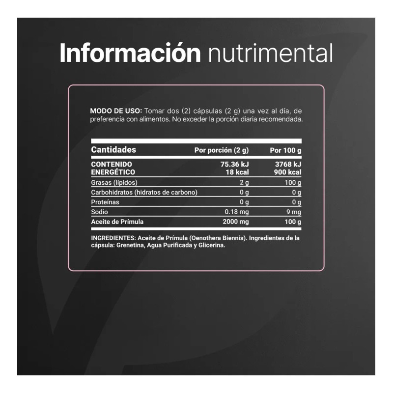 Aceite De Prmula 180 Cps Onagra 1000 Mg Omega-6 B