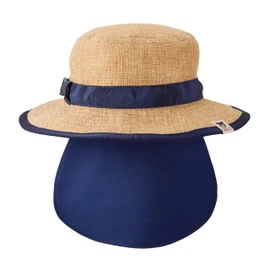 Miki House 62-9104-143 Double Bee Straw Hat, UV Protection, Sun Cover Included, Sun Hat, For Boys, Girls, Babies, Kids, Children's Clothing, navy, S