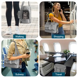 Johomviin Cat Carrier, Dog Carrier, Pet Carrier, Foldable Waterproof Premium PU Leather Oxford Cloth Dog Purse, Portable Bag Carrier for Small to Medium Cat and Small Dog