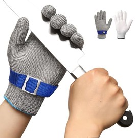 Schwer Cut Resistant Gloves, Stainless Steel Cut Resistant Glove, Level 9/F Chain Glove, Kitchen Gloves for Cutting Meat, Oyster Peeling, L