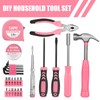 XTDMJ 24 Pieces Pink Tool Set, Household DIY Tool Set,