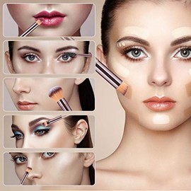 HEYMKGO - Juego de 15 brochas de maquillaje profesionales dorado champán, para base, contorno, mezcla, sombreado y resaltado