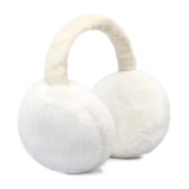 RUIKUNA Earmuffs Women Winter Black Ear Muffs Foldable Fluffy White Ear Warmers Girls Cute Ear Covers Adjustable Headbands Big (White)