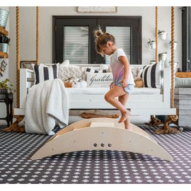 Avenlur Rocking Boat Stair Climber Montessori and Waldorf Style Balancing Step Ladder Rocker Activity Center for Toddlers, Kids, Homeschool, Daycare Seats up to 4 Children Ages 1-6yrs