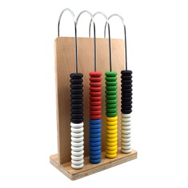 Abacus, 4 U-Shaped Steel Wires, Wooden Frame, Arithmetic Learning and Calculation Tool for Students and Teachers - Eisco Labs