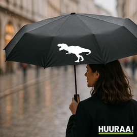 Huuraa Regenschirm Tyrannosaurus Rex Dinosaurier Geschenk 98cm Schwarz Doppelautomatik Tyrannosaurus Rex Geschenkidee