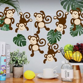 24 Pcs Monkey Cutouts Jungle Party Decorations Monkeys Birthday Party Supplies Hanging Jungle Themed Animal Cutouts Paper Safari Hanging Print Wall Decor for Kids Birthday Party Baby Shower Supplies
