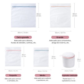 Bolsas de Lavandería, Malla Organizador de Lavado para Lavar Ropa Interior Delicada/Organizadoras de Redecilla con Calcetines, Ropa Interior de Sujetador, Prendas-Organizar de Viaje (5Pcs)