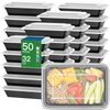 50 Pack (100-Piece) 32 oz Meal Prep Containers Reusable with