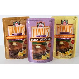 Hawaii's Original Taro Pancake Mix 6 Oz. Bag 3 Flavors (Taro Chocolate Chip, Taro Macadamia, and Original Flavor)