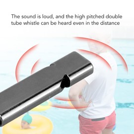 WOOXGEHM Emergency Whistle with Keychain, 10 Aluminum Survival Whistle, Double Barrel HF Survival Whistle, Loud, Camping Signal Whistle for Camping, Hiking, Fishing, Boating(Black)