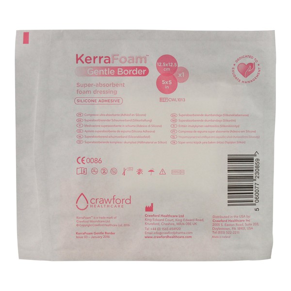 KerraFoam 5" x 5" Gentle Border Foam Dressing for Wound