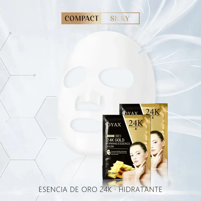 Mascarilla Facial Oro 24k Acido Hialuronico Reafirmante 10pz