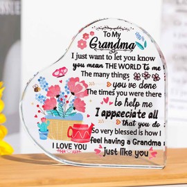 Ornalrist Grandma Gifts from Grandson Granddaughter, Glass Colourful Plaque Keepsake Ornament Mother's Day Christmas Birthday Gifts for Nan