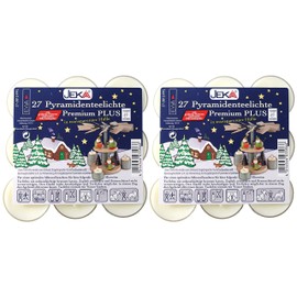 JEKA Pyramid Tea Lights, Pack of 27 in Transparent Case, Diameter 39 mm, Height 17 mm (2)