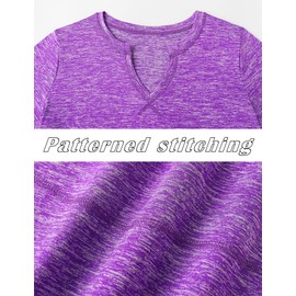 TCOT Women's Short Sleeve Workout Shirts V Neck Sports Tops Loose Fit Yoga Top Athletic Running Tee Shirts Purple M