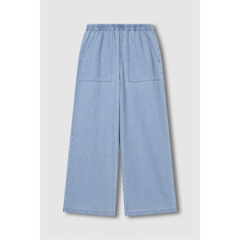 JAJU [JAJU] Women's Relaxed Fit Wide Denim Pants_Light Blue