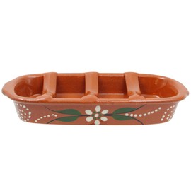 Hand-Painted Terracotta Rectangular Sausage Roaster, Made in Portugal