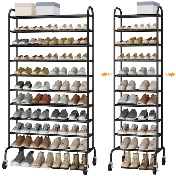 STO STO Expandable Shoe Rack, 10-Tier Metal Tall Shoe Rack