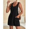Hvewarm Women Summer Linen Overalls Shorts Loose Fit Sleeveless Knot
