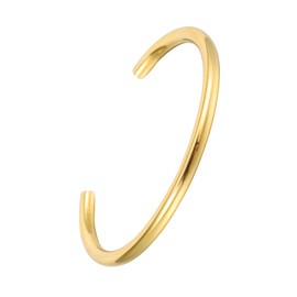 MILAKOO Stainless Steel Bracelets Stackable Gold Open Cuff Smooth 4mm Bar Striped Bangle for Women