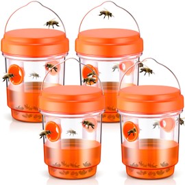 Qualirey 4 Pcs Wasp Traps for Outdoors Wasp Killer Hanging Bee Traps Reusable Fly Bee Killer for Indoor Outdoor Patio Garden Home (Orange)