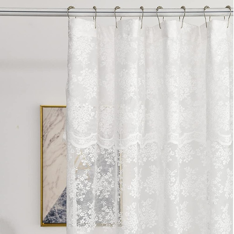 YJ YANJUN White Lace Shower Curtain - Victorian Shower Curtain