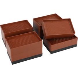Bed Furniture Risers Leg Heavy Duty 4 inch, 4 Pack Rectangle Adjustable Furniture Risers for Sofa Couch Desk Table Chair, Stackable Bed Lifts, Supports up to 1300 lbs Brown