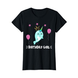 Cool Cute Narwhal balloons Girls Birthday Party Animal T-Shirt